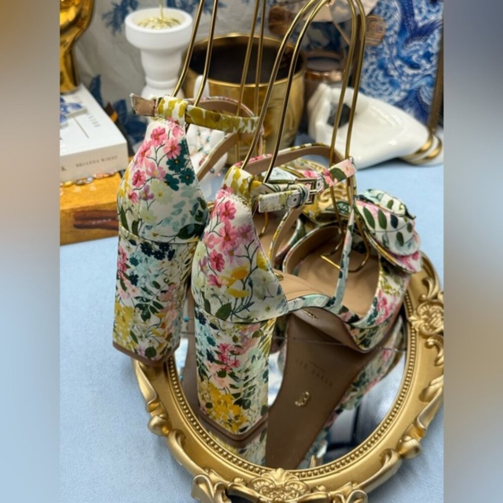 🆕 TED BAKER 🧿 NWOT MADDY Satin Flowers Heeled Sandals, Sz 36 US 6 - Picture 11 of 16